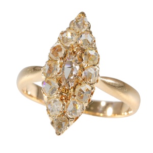 Vintage antique diamond marquise shaped ring